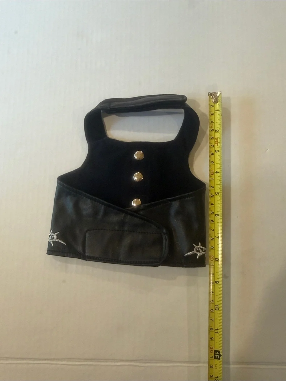 Black doggy Faux Leather Harness with Barbed Wire Detail